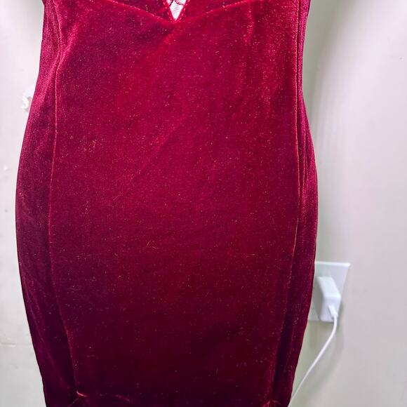 Cotton Candy LA Velvet Lace Slip Dress Women’s Large Burgundy Wine Dark Romantic - Picture 5 of 12